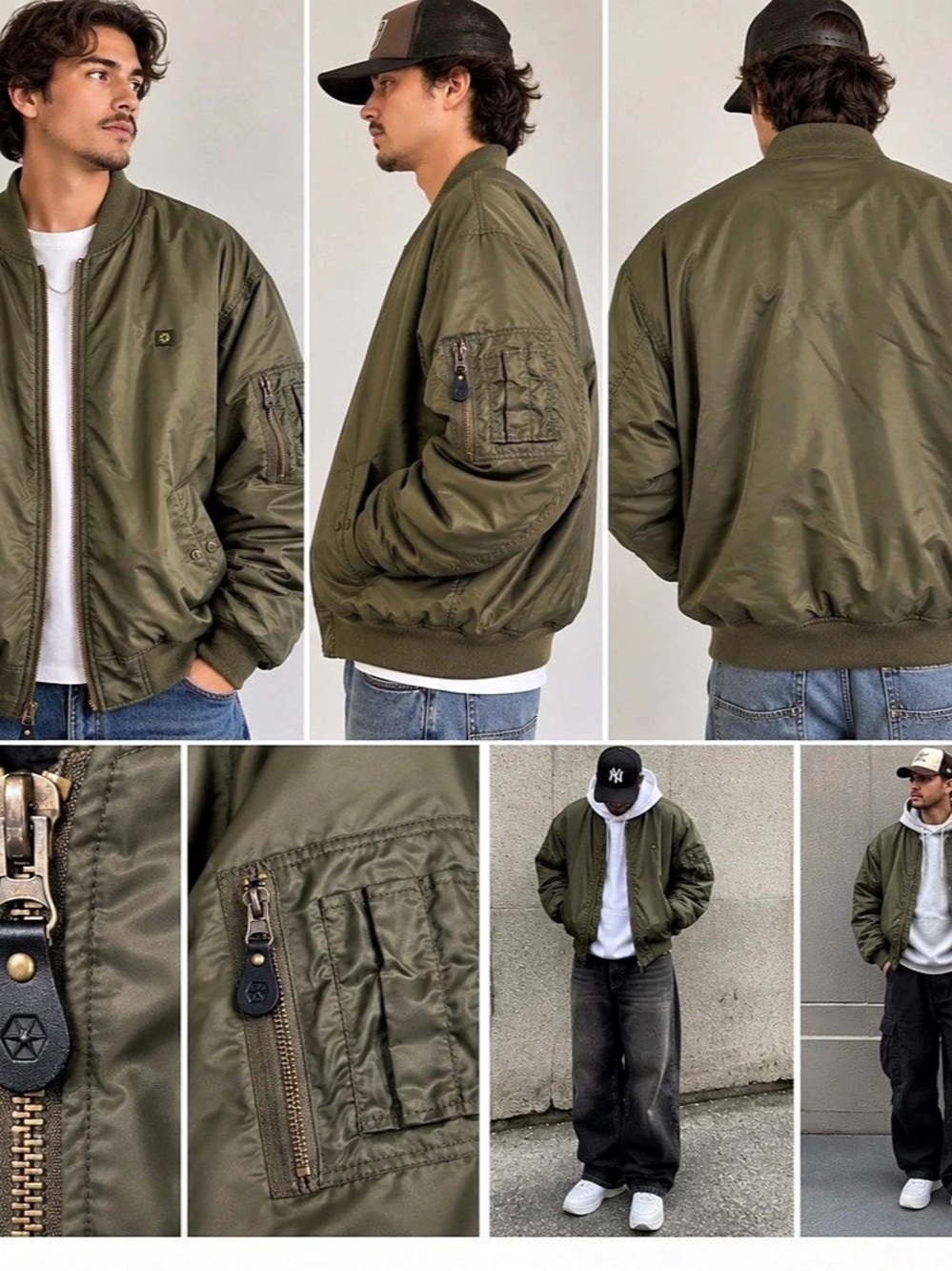 Southpole Olive Green Utility Bomber Jacket Men’s XXL Y2K Streetwear